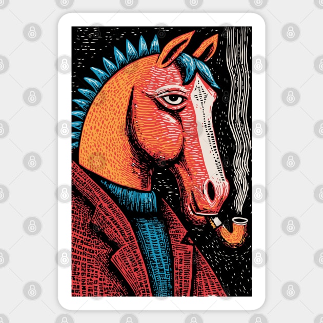 Detective Horse Noir Style Funny Art Sticker by TuncGK